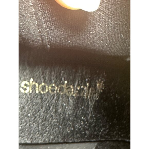 Shoedazzle Black Block Heel Ankle Booties 6.5 Gold Chain Mob Wife NWOB - Picture 7 of 7